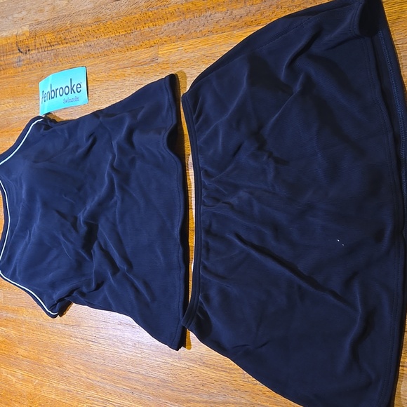 Penbrooke Women 10 Navy Blue Tank Top and Skirt Swimsuit Set - Picture 1 of 8